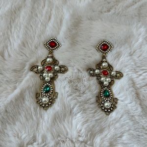 EMBELLISHED CROSS EARRINGS, looks like Dolce and Gabbana